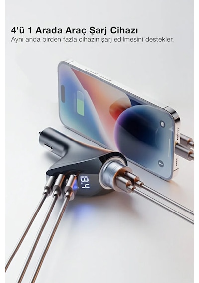 90w Type-c Usb Araç Şarjı Süper Hızlı Pd 4.0 & Qc 3.0 Çakmaklık Şarj Adaptörü 1