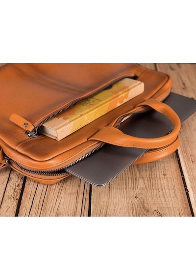 Bloom Urban Shield 16" Tan Deri Laptop / Apple Uyumlu MacBook Çantası Taba