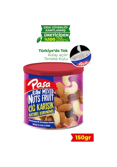 Paşa Kuruyemiş Çiğ Karışık Naturel Kuruyemiş Teneke 150 G