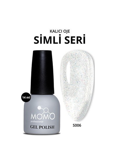Momo Professional Kalıcı Oje S006 Renkli Simli Şeffaf 14 Ml