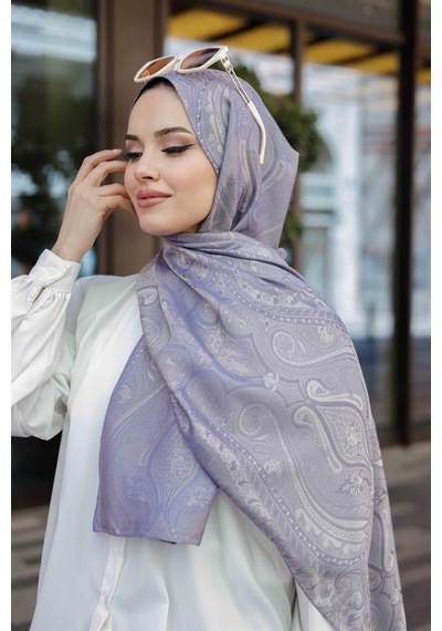 Etro Desen Premium Şal Lila Çok Renkli