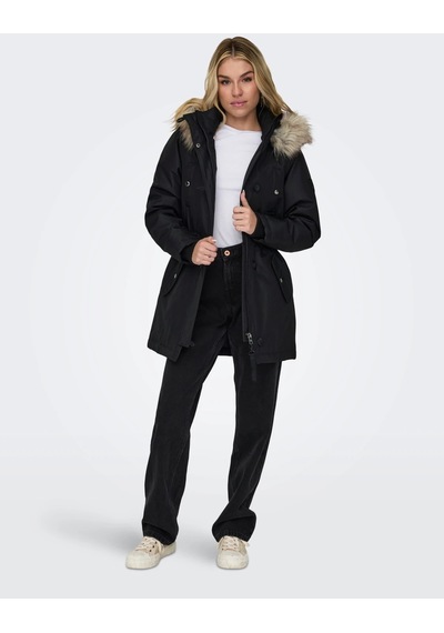 Only Kapüşonlu Siyah Kadın Parka 15304625 001