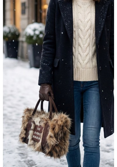 Vivazzaluxe Vintage Peluş Model The Bag Bonjeur Kadın El, Kol, Omuz Çanta Leopar