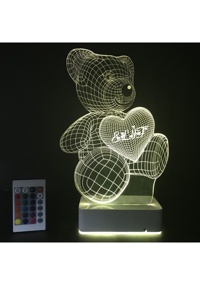 Kişiye Özel 3D Aşk Ayıcık Masaüstü Led Lamba