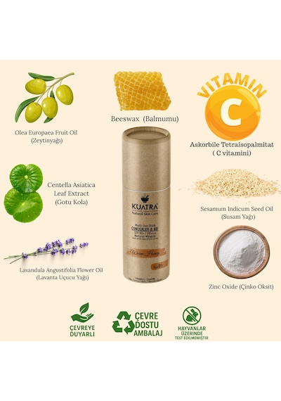 Kuatra Warm Honey Natural-mineral Stick Concealer & Bb Spf 50+ Pa++++ Çok Amaçlı Nemlendirici, Leke Karşıtı, Vitamin C, Renkli Bakım 16