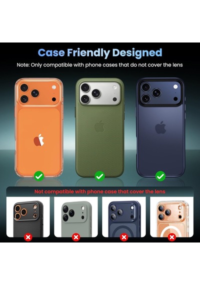 Sapphire Full Camera Guard İphone Uyumlu Safir Kamera Lens Koruyucu Hd-ar-af Kılıf Dostu Metal 9h Temperli Cam Kamera Kapağı Abis Lacivert, İphone 17 Pro