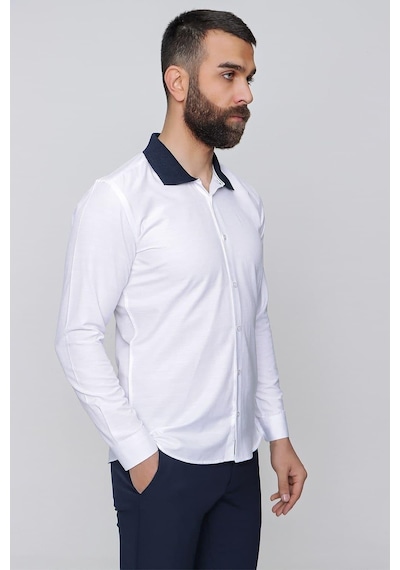 Efor G 1491 Slim Fit Beyaz Spor Gömlek Beyaz