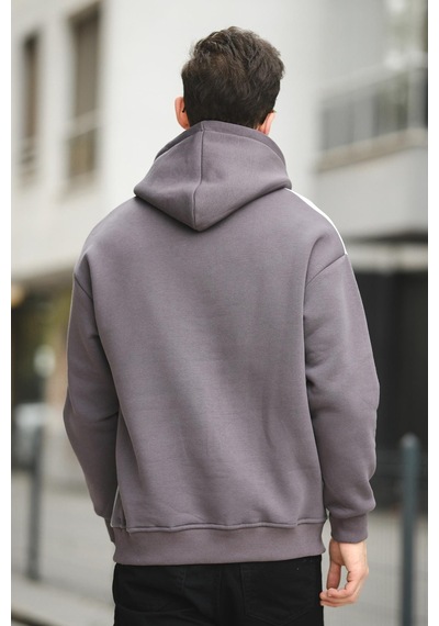 Placide Üç İplik Pamuklu Parçalı Kapüşonlu Erkek Sweatshirt 001