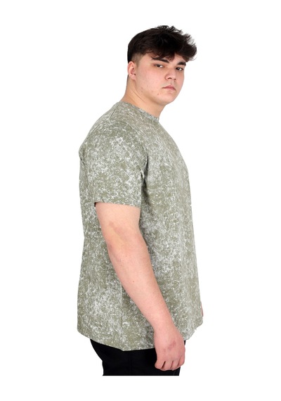 Mode Xl Büyük Beden Erkek T-shirt Bisiklet Yaka Aşındırma Baskı U20037 Haki Haki