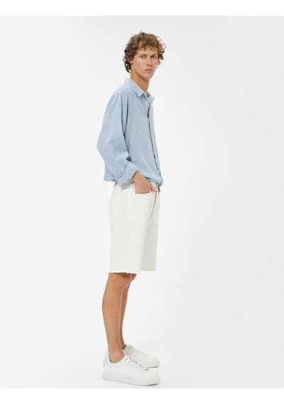 Koton Slim Fit Kot Şort Bermuda Cep Detaylı Pamuklu Ekru 4sam40054ıd Ekru Koton Slim Fit Kot Şort Bermuda Cep Detaylı Pamuklu Ekru 4sam40054ıd Ekru