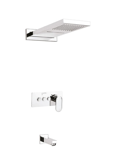 Ankastre Duş Seti 550x220 Mm Şelale&yağmur Panel 3 Yönlü Butonlu Sus 304 Paslanmaz Pirinç Krom Kap