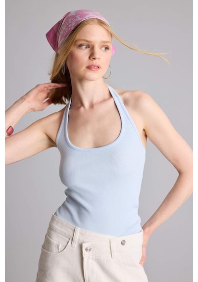 Defacto Fıtted Halter Yaka Fitilli Kaşkorse Atlet H8088ax26smbe196 Mavi-be196