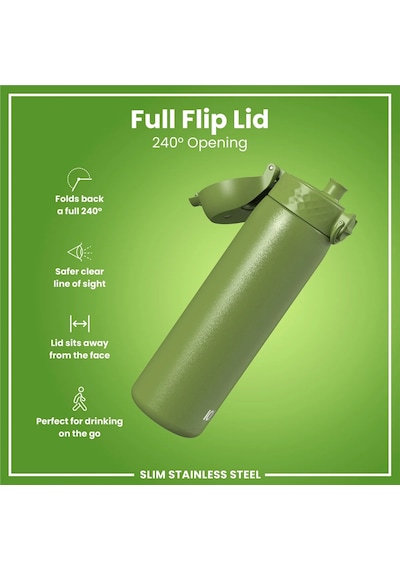 Ion8 - Paslanmaz Çelik İnce Suluk - Haki Yeşili - 600 Ml - Sızdırmaz