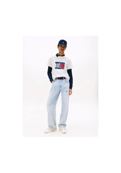 Tommy Hilfiger Tjm Slim Rwb Bayrak Desenli Erkek T-shirt Dm0dm21977ybh-10367 Ancient White