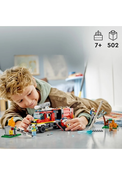 LEGO® City İtfaiye Komuta Kamyonu 60374 7+ Yaratıcı Oyuncak Yapım Seti (502 Parça)