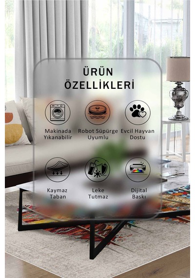 Yıkanabilir Kaymaz Taban Dijital Baskılı Halı Ve Yolluk Leke Tutmaz Salon & Mutfak Halısı - 200 Bej