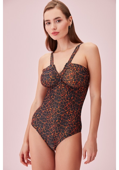Suwen Agatha Detaylı Straplez Mayokini Sb251151310d1310 Shiny Flame