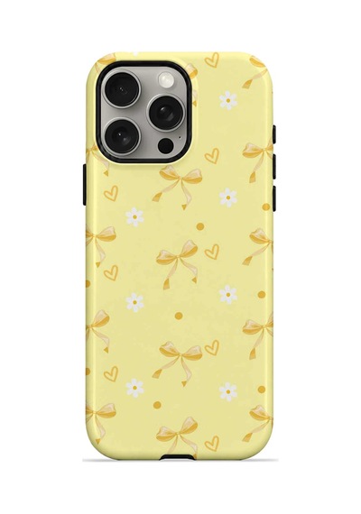 Velvoria Valestra Butter Daisy Bows Apple iPhone Uyumlu 15 Pro Darbe Korumalı Kılıf Valestra Select - Butter Daisy Bows