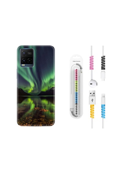 Vivo V21 Kılıf Kablo Koruyuculu Kuzey Işıkları 1327