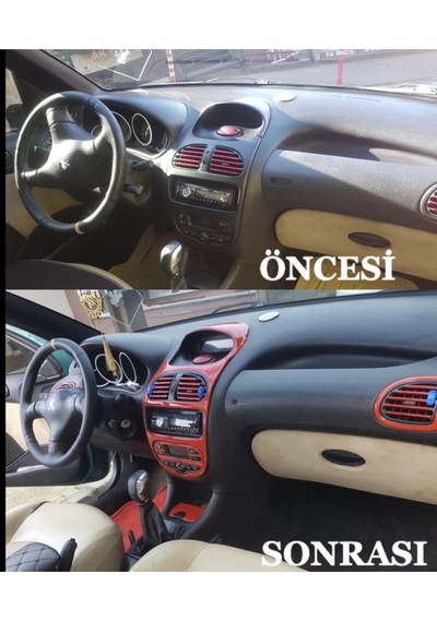 Peugeot 206 Torpido, Konsol, Trim, Göğüs Kaplama Seti Kırmızı Renk