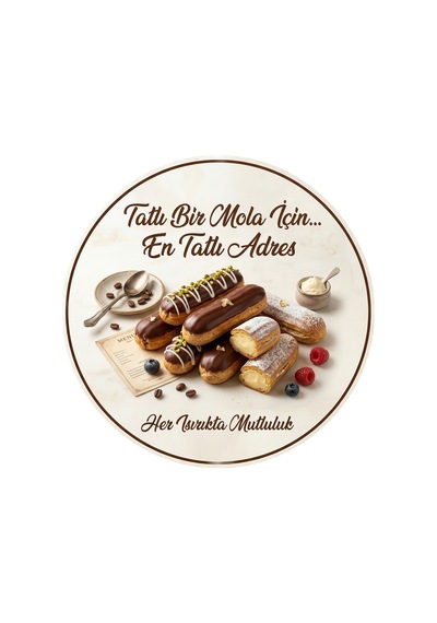 Ekler Pasta Temalı Tatlıcılar Pastaneler Restoranlar İçin Ahşap Duvar Kapı Dekoratif Süs Tablo 4