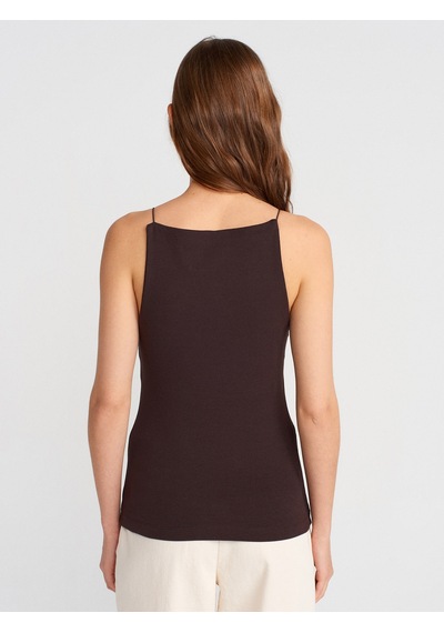 Dilvin 21020 Halter Yaka Top-koyu Kahve Koyu Kahve