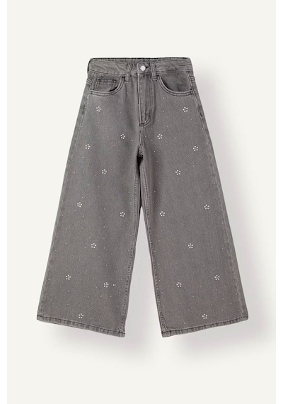 Defacto 90's Wide Leg Desenli Açık Gri Kız Çocuk Jean Pantolon I4476a8/nm18