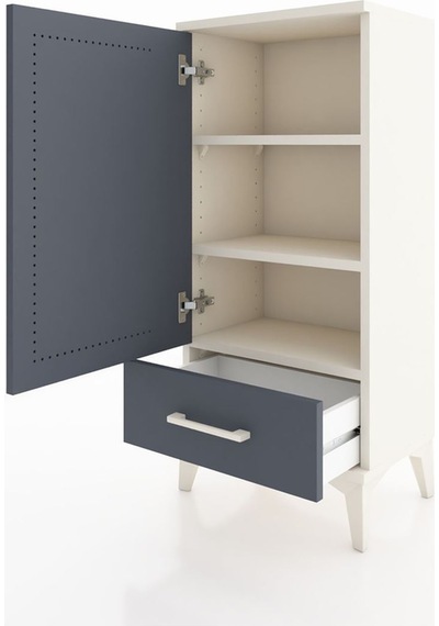 Arges Komodin 3 Raflı Tek Çekmeceli Tek Kapaklı 44x30x96 Aytaşı-antrasit Aytası