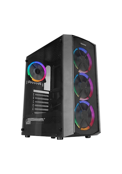 Everest Flat Mesh 4x12 CM RGB Fanlı Bilgisayar Kasası Siyah