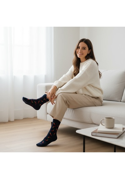 Gost Liria Pepper Socks Desenli Unisex Soket Çorap Siyah