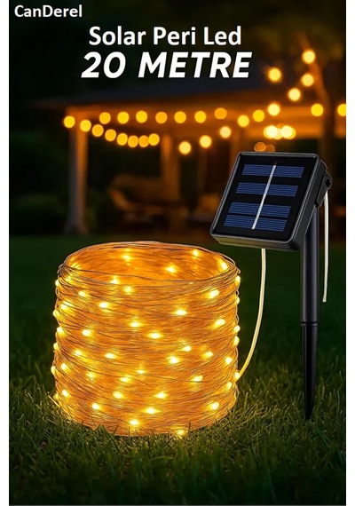 Solar Güneş Enerjili 20 Metre Peri Led Işık 200 Led 8 Mod Dış Bahçe Ağaç Balkon Aydınlatma Diğer