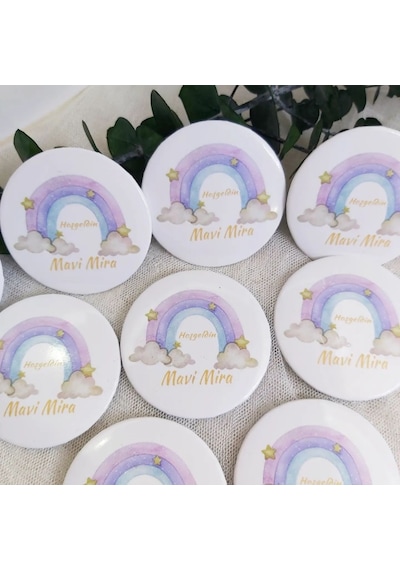Morlu Gökkuşağı Kız Bebek Açacak Magnet Hediyelik 15 Adet