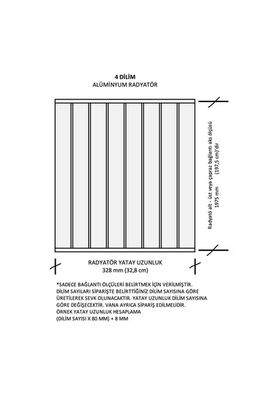 Alüminyum Panel Radyatör Klasik 2000x4 Ral 9010 Kırık Beyaz