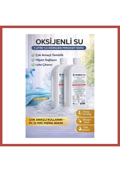 Bezos Oksijenli Su 1 Litre 2 Adet Set %3 Hidrojen Peroksit Solüsyonu Çok Amaçlı Temizlik Ve Hijyen Sıvısı Erdotıca