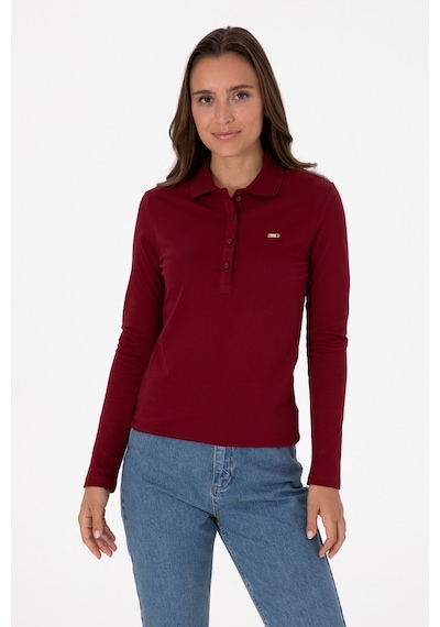 U.S. Polo Assn. Kadın Bordo Basic Polo Yaka Sweatshırt 50313593-VR014