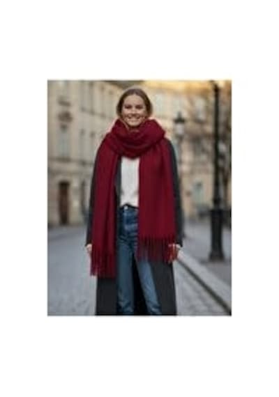 Bermody Puffy Yumuşak Dokulu Kadın Atkı Şal Omuz Şalı 50 X 190 Cm Bordo