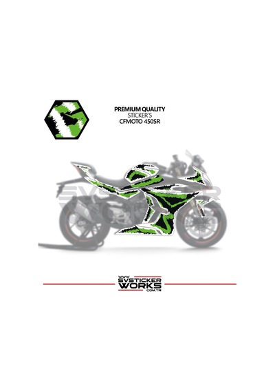 Cfmoto 450sr Kaplama Sticker Air Brush Motor Kaplama Modeli Hazır Kit Tüm Modeller Uyumlu Yeşil