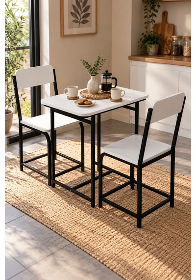 Sulorahome Mutfak Masası Ve 2 Sandalye Takımı Suntalam Beyaz 72x52