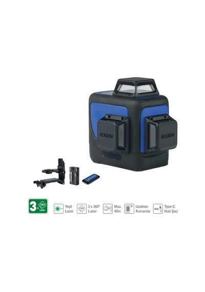 Exen Enl 363 G Şarjlı Yeşil Lazer Şakül Set 3x360 7.4v 2.6ah