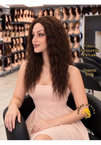 Afro Su Dalgası Peruk Fiber Sentetik Kumral