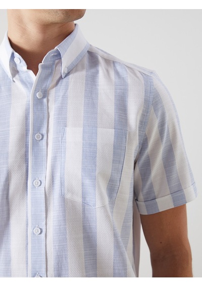 Lcwaıkıkı Classic Mavi Regular Fit Armürlü Cepli Erkek Gömlek