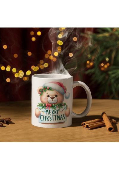 Yılbaşı Temalı Kupa Bardak Hediyelik Yılbaşı Kupa Noel Kupa Beyaz