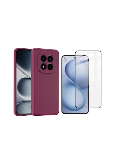Xiaomi Redmi Note 15 Pro 5g  Içi Kadife Lansman Kılıf Ve 5d Tam Kaplayan Cam Ekran Koruyucu Koyu Mor