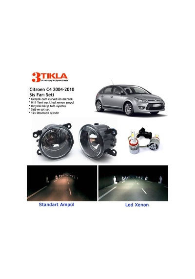 Citroen C4 HB 2004-2010 Beyaz Led Xenon Sis Farı Seti