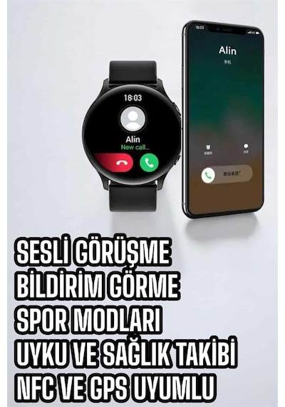Akıllı Saat Çok Fonksiyonlu Sesli Görüşme Nfc Uyumlu Amoled Ekran Kordon Seçenekleri: Silikon, Deri, Metal