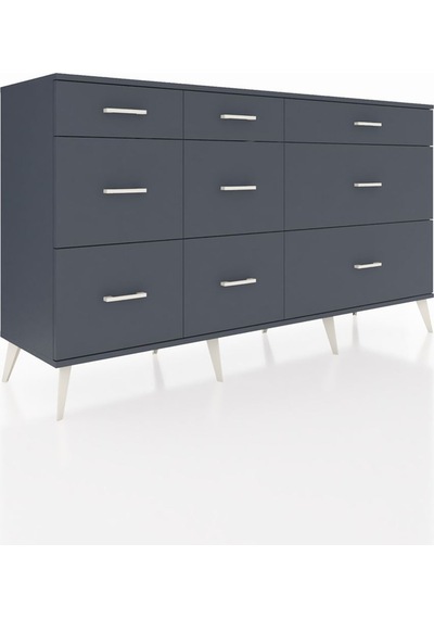 Hyperion Konsol 9 Çekmeceli 176x44x99 Antrasit-antrasit Antrasit-antrasit