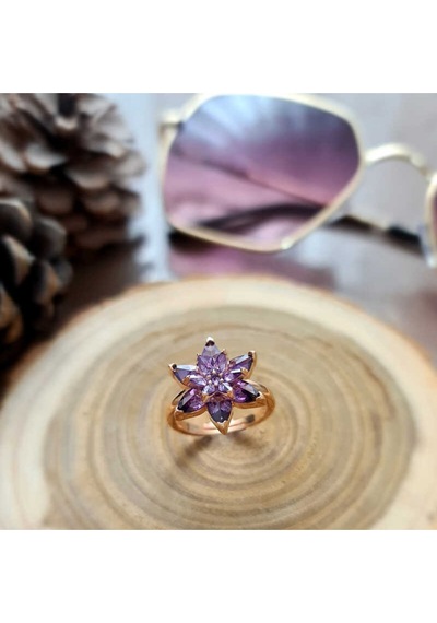 Casera's Gümüş Rose Mor Lotus Çiçeği Yüzük Csr2183226 Gümüş