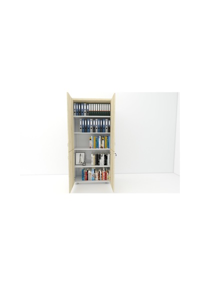 Modüler Dünyası 4 Kapaklı Kitaplık Dosya Dolabı - 80X38X188 (326585076) Beyaz - Meşe