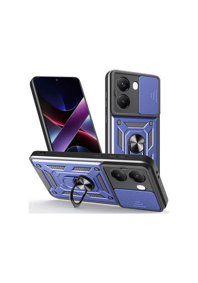 Newface Xiaomi Poco X7 Pro Kılıf Pars Lens Yüzüklü Silikon - Lacivert