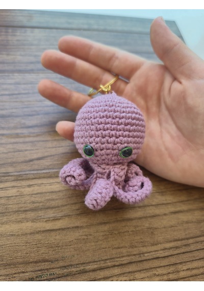 Amigurumi Ahtapot Anahtarlık Açık Mor